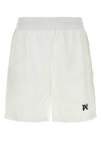 White Linen Bermuda Shorts - Palm Angels - Modalova