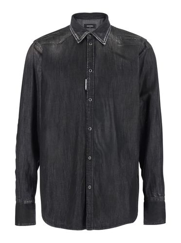 Classic Western Shirt With Distressed Details In Cotton Man - Dsquared2 - Modalova