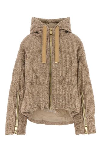 Melange Beige Wool Blend Down Jacket - Khrisjoy - Modalova