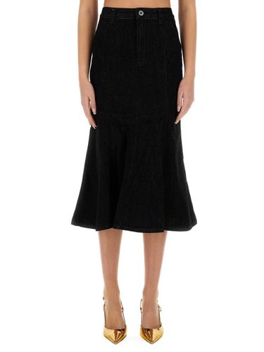 Denim Flared Midi Skirt - self-portrait - Modalova