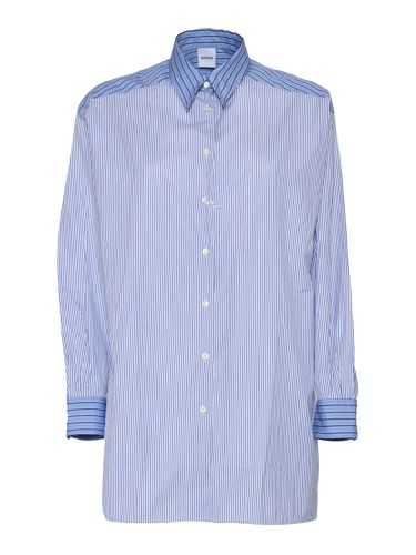 Long Striped Shirt For Women In Cotton With Contrasting Collar And Cuffs, Classic Collar, Loose Fit - Aspesi - Modalova