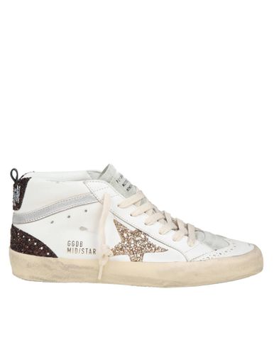 Mid Star In Leather And Suede With Glitter Star - Golden Goose - Modalova