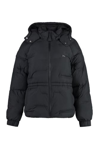 Hooded Techno Fabric Down Jacket - Ganni - Modalova