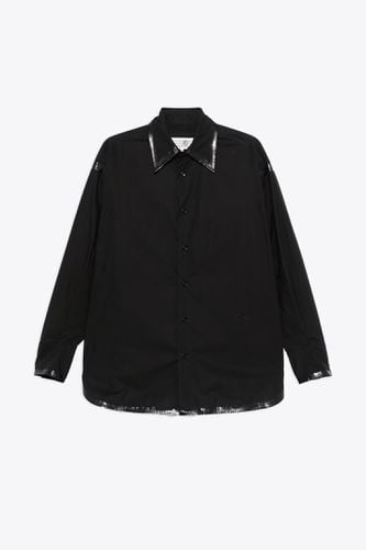 Camicie A Maniche Lunghe Black cotton long sleeved shirt with waxed stitchings and hem - MM6 Maison Margiela - Modalova