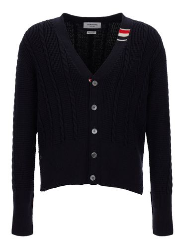 Dark Knitted Cardigan In Virgin Wool Man - Thom Browne - Modalova