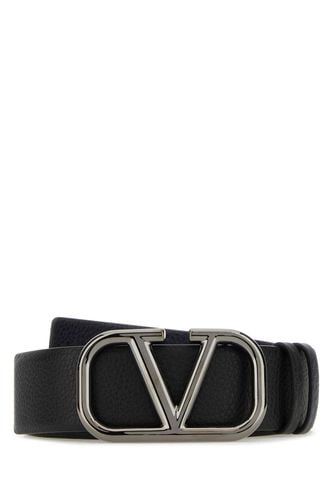 Black Leather Reversible Vlogo Belt - Valentino Garavani - Modalova