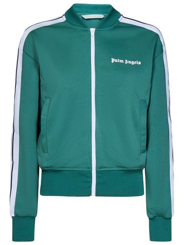 Green Sporty Bomber Jacket With Contrast Bands - Palm Angels - Modalova