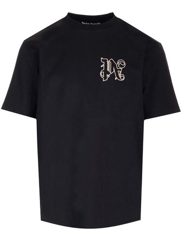 Black T-shirt With Monogram - Palm Angels - Modalova