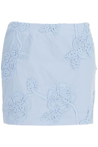 Light Blue Cotton Mini Skirt With 3d Floral Embroidery - Rotate by Birger Christensen - Modalova