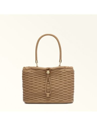 Nido M Shoulder Bag In Quilted Leather Desert Color - Furla - Modalova