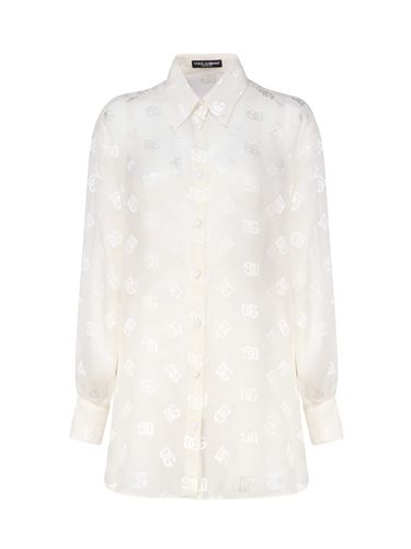 Devoré Silk Satin Shirt With Dg Logo - Dolce & Gabbana - Modalova