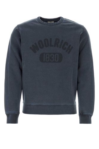 Denim Blue Cotton Sweatshirt - Woolrich - Modalova