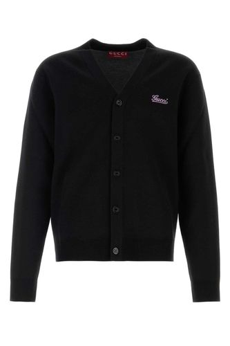 Black Stretch Wool Blend Cardigan - Gucci - Modalova