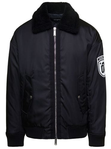 Ciprus Bomber Jacket With Contrasting Logo Patch And Print In Nylon Man - Dsquared2 - Modalova