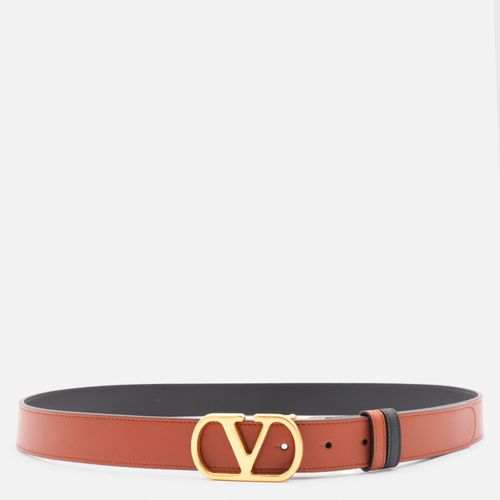 Brown And Black Leather Belt - Valentino Garavani - Modalova