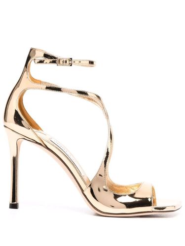 Gold Liquid Metal Leather Azia 95 Sandals - Jimmy Choo - Modalova