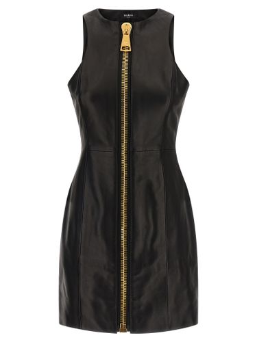 Balmain Maxi Zip Leather Dress - Balmain - Modalova