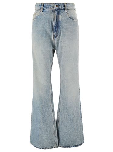 Light Blue Flared Jeans With Logo Patch At The Back In Cotton Denim Woman - Balenciaga - Modalova
