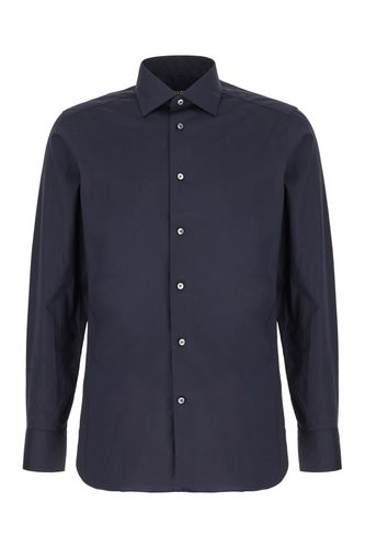 Zegna Navy Blue Poplin Shirt - Zegna - Modalova