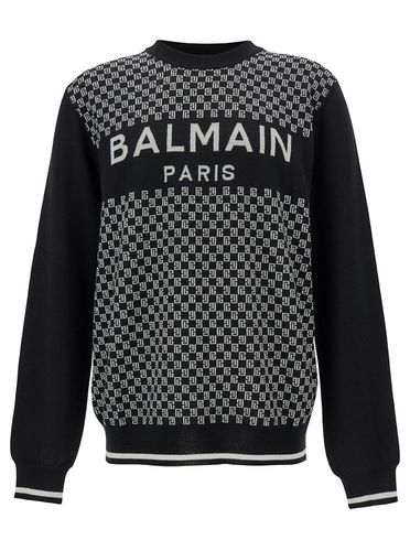 Sweater With Mini Monogram In Wool Man - Balmain - Modalova