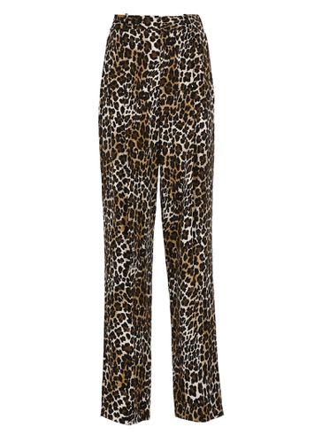 Double-dart Animalier Crêpe Straight Trousers - Elisabetta Franchi - Modalova