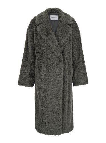 Nicole Grey Double-breasted Coat With Classic Revers In Eco-fur Woman - STAND STUDIO - Modalova