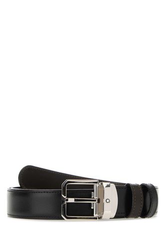 Black Leather Reversible Belt - Montblanc - Modalova