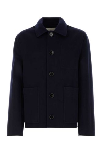 Navy Blue Wool Blend Coat - Ami Alexandre Mattiussi - Modalova