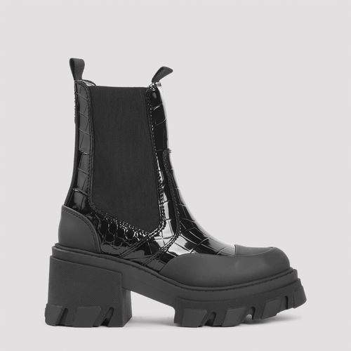 Cleated Heeled Mid Chelsea Patent Croco Boot - Ganni - Modalova