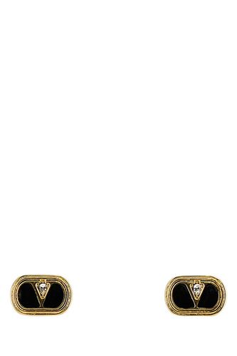 Two-tone Enamel And Metal Vlogo Earrings - Valentino Garavani - Modalova