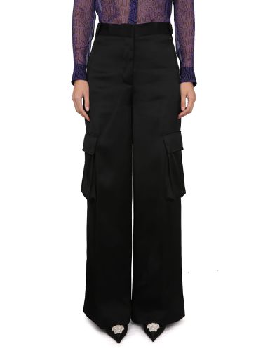 Cargo Pants Satn Effect With Cargo Pockets In Viscose Woman - Versace - Modalova