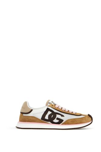 Dragon Beige Suede Blend Sneakers - Dolce & Gabbana - Modalova