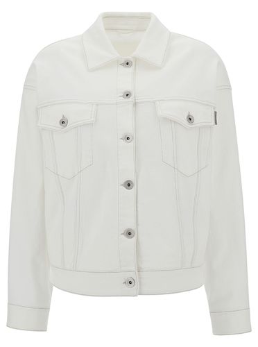 Jacket With Buttons And Monile Detail In Stretch Cotton Denim Woman - Brunello Cucinelli - Modalova