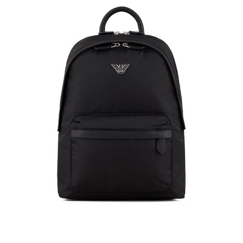 Travel Essential Black Backpack - Emporio Armani - Modalova