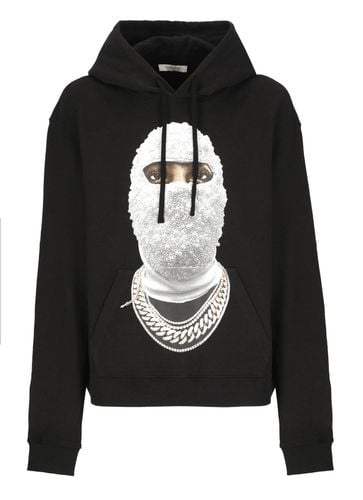 Mask Printed Drawstring Hoodie - ih nom uh nit - Modalova