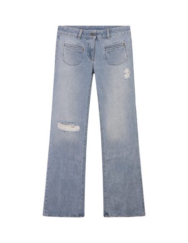 Bootcut Jeans In Denim With Rips - Palm Angels - Modalova