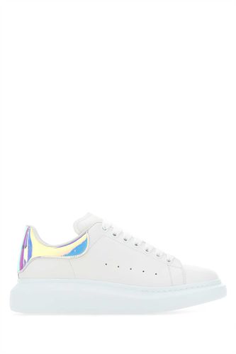 White Leather Sneakers With Oleographic Pvc Heel - Alexander McQueen - Modalova