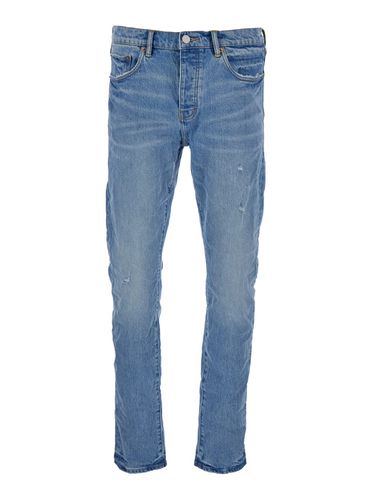 Light Blue Five-pocket Skinny Jeans In Stretch Cotton Denim Man - Purple Brand - Modalova