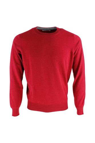 Cashmere Crewneck Sweater With Contrasting Profile - Brunello Cucinelli - Modalova
