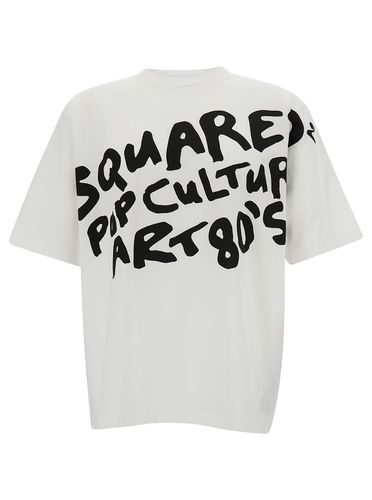 Crewneck T-hirt With Contrasting Logo Print At The Front In Cotton Man - Dsquared2 - Modalova