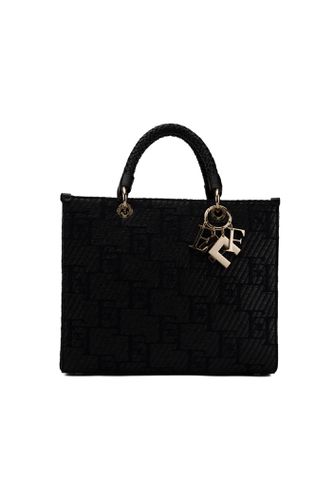 Medium Jacquard Raffia Shopper With Charms - Elisabetta Franchi - Modalova