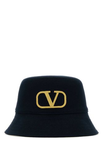 Midnight Blue Cotton Bucket Hat - Valentino Garavani - Modalova