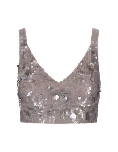 Grey Glow Full Sequins Crop Top - Parosh - Modalova