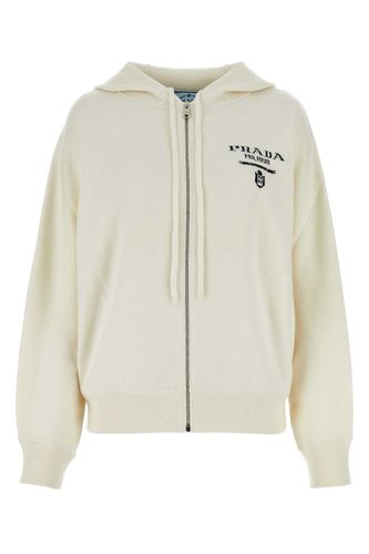 White Stretch Cashmere Blend Sweatshirt - Prada - Modalova