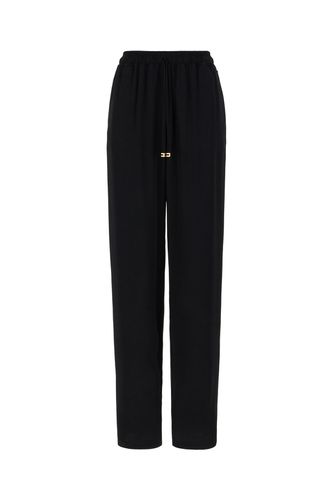 Black Acetate Blend Pants - Elisabetta Franchi - Modalova