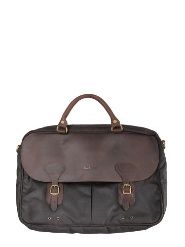 Waxed Cotton And Leather Briefcase - Barbour - Modalova