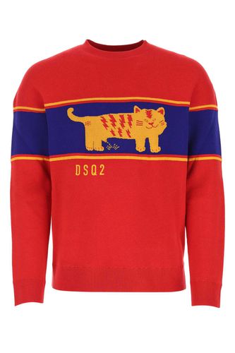 Multicolor Cotton Oversize Sweater - Dsquared2 - Modalova