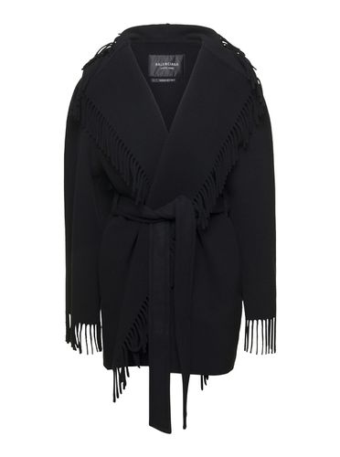 Coat With Fringes In Wool Woman - Balenciaga - Modalova