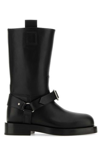 Burberry Black Leather Saddle Boots - Burberry - Modalova