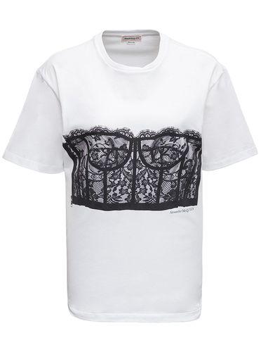 Womans Cotton T-shirt With Corset Print - Alexander McQueen - Modalova